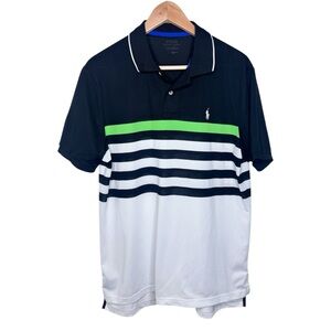 Ralph Lauren Performance Men's Polo Golf Green Stripe Short Sleeve Shirt L
